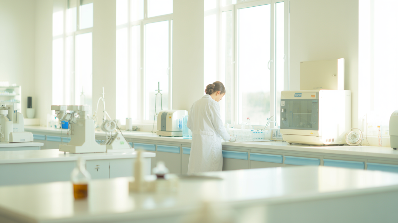 Bright modern medical research laboratory with natural light
